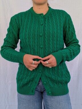 Compositions Green Cable Knit Button Cardigan